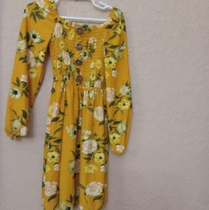 🍁Mustard J is for Justify dress with wooden buttons size 8